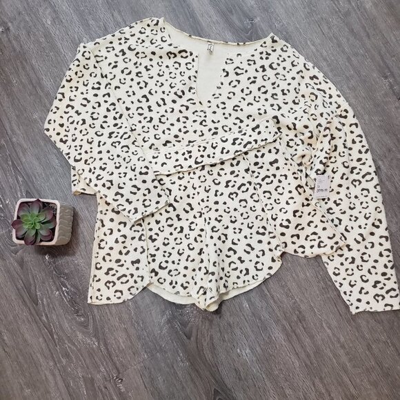 NWT Intimately Free People Rain Check Lounge Set Banana Split Sz M Leopa… - Picture 1 of 8